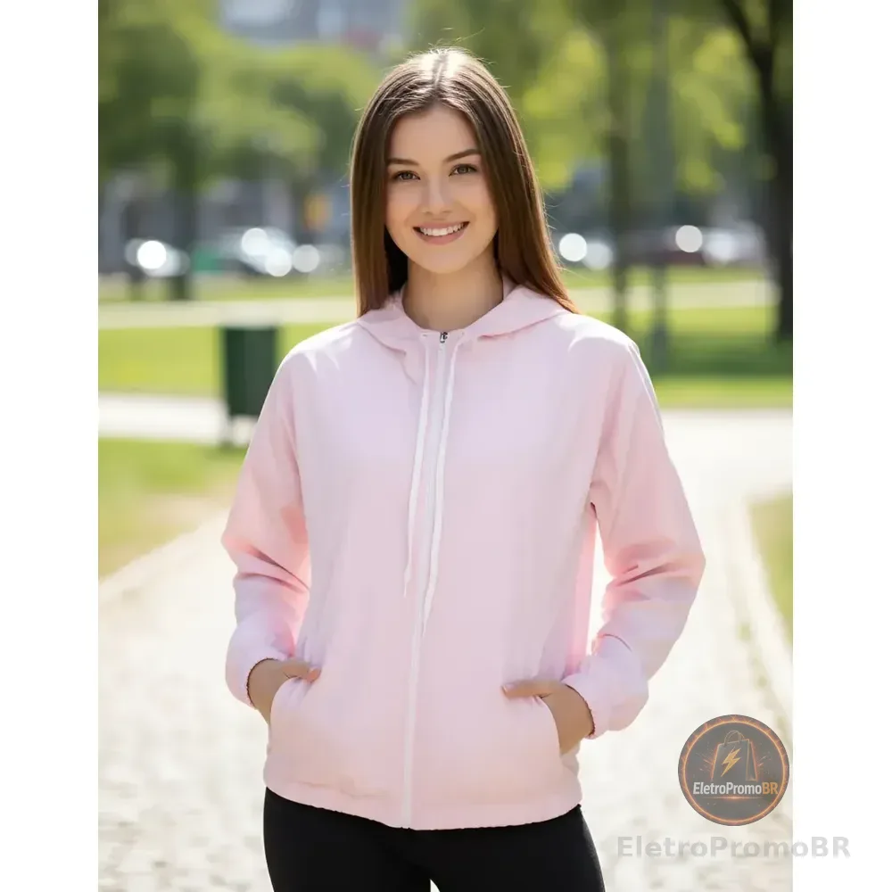 Jaqueta Feminina Alta Performance Leve Treino Academia 2026 Rosa-claro M