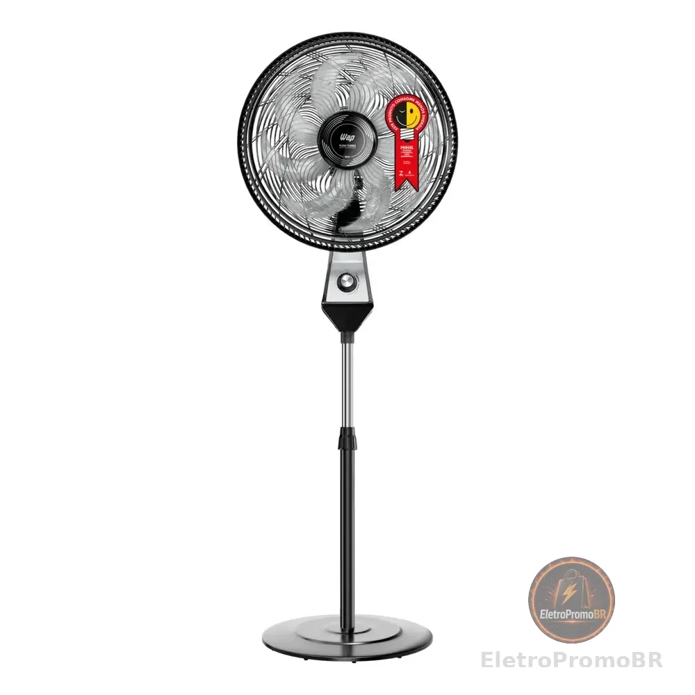Ventilador Coluna 50cm 180w 8 Pás Silencioso Wap Flow Turbo Frequência 60 Hz 40 Cm Preto 220v Cinza Plástico