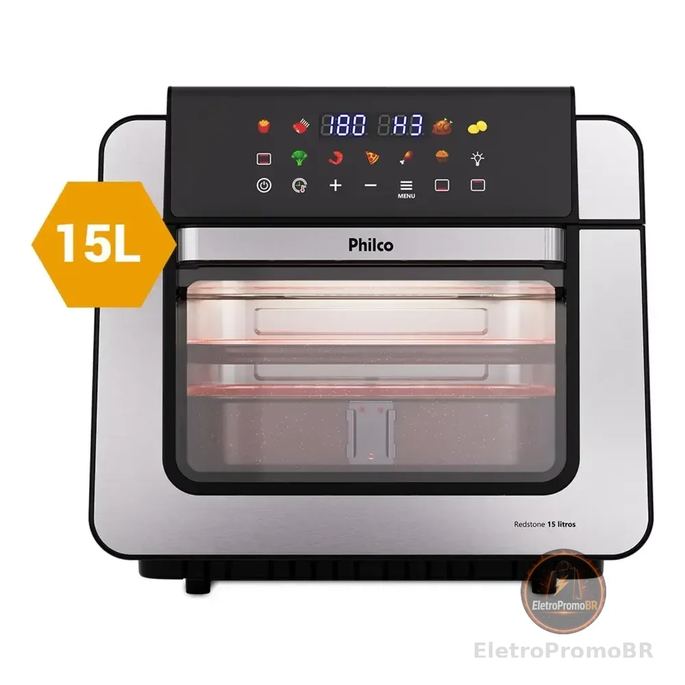 Air Fryer Oven Philco Paf15b 15l Dupla Resistência 1800w Preto 127v