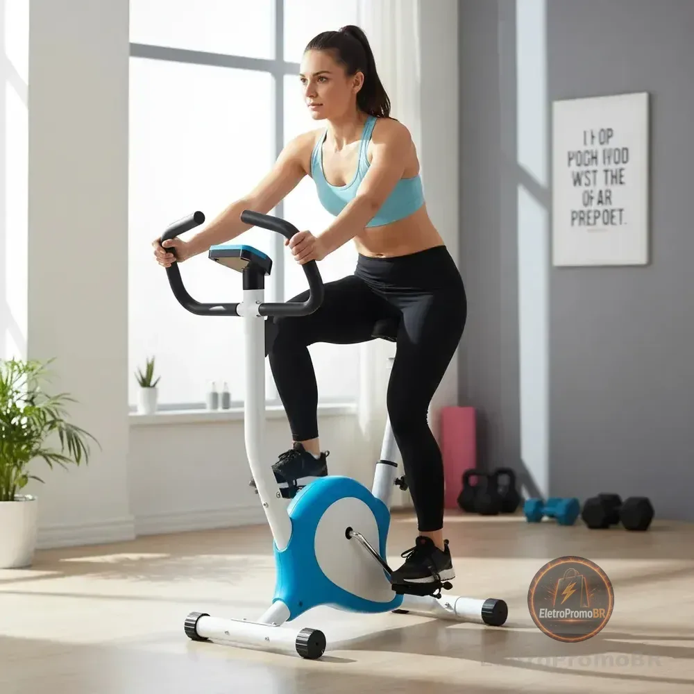 Bicicleta Spinning Ergométrica Resistência Ajustável Para Treino Fitness Em Casa Azul-celeste