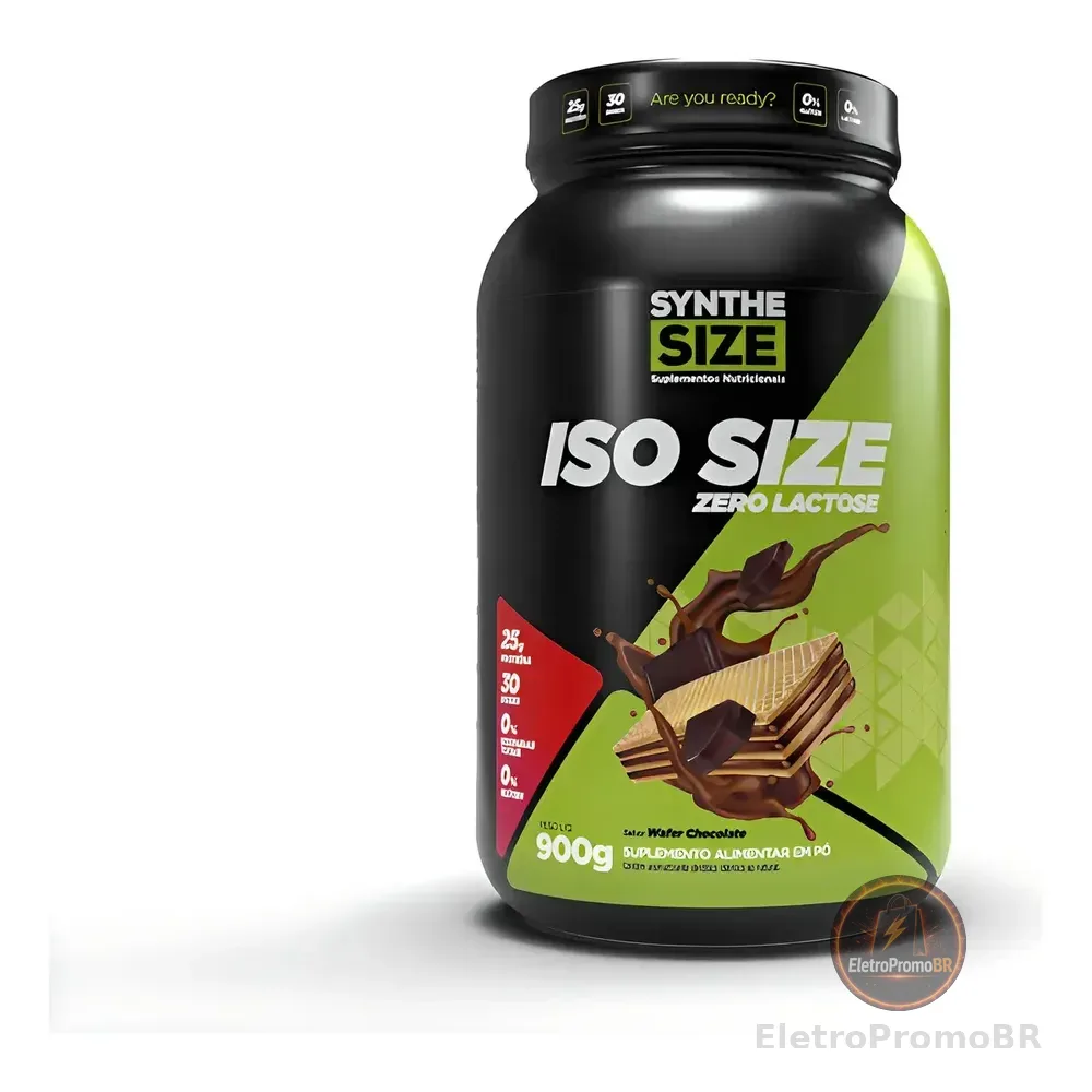 Iso Size Zero Lactose 900g Whey Isolado - Synthesize Sabor Wafer Chocolate Waffer Chocolate
