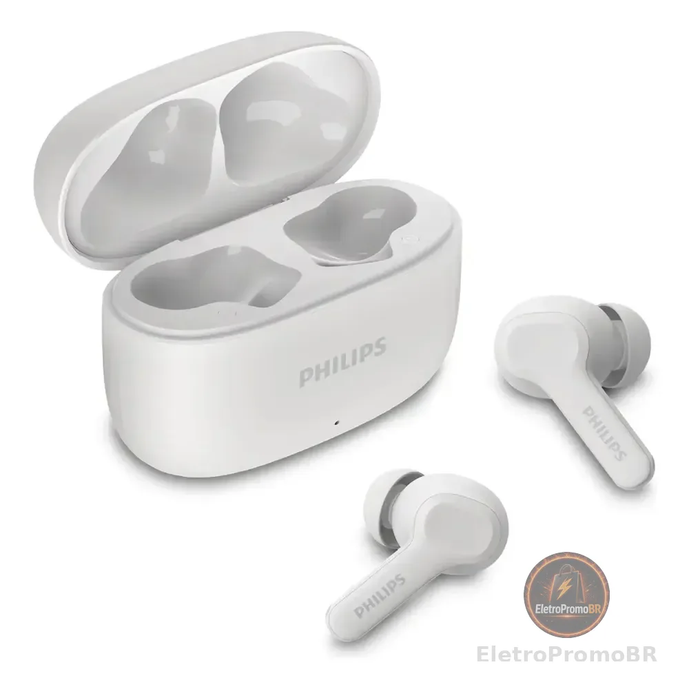 Fone De Ouvido Sem Fio Tws Philips Tat1109wt/00 Na Cor Branca, Com Bluetooth, Microfone, Tecnologia Ipx4 Branco
