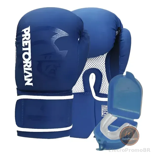 Luva Cl Boxe Muay Thai First Fx2 Pretorian Azul + Bolsa