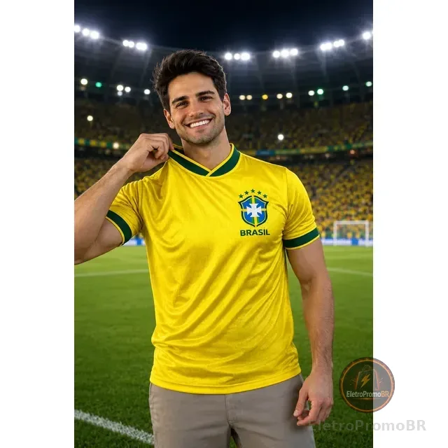Camiseta Amarela Torcedor Brasil Fitness Camisa P,m,g,gg,xg