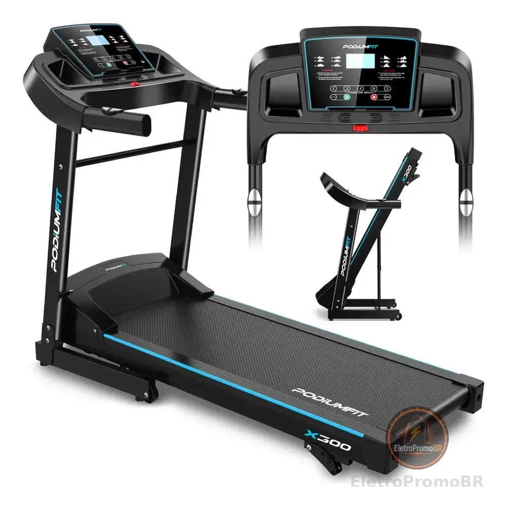 Esteira Elétrica Podiumfit X300 - Silenciosa - Dobrável 12km Cor Preto 127/220v