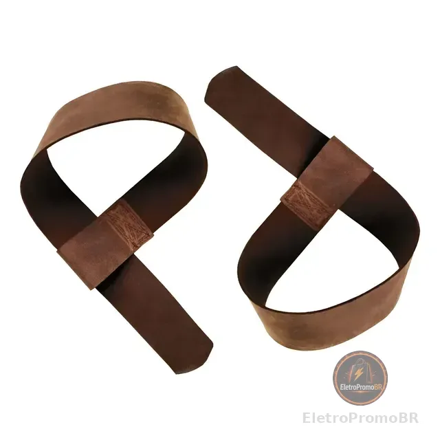 Straps De Couro Legítimo Musculação Crossfit Fitness - Par