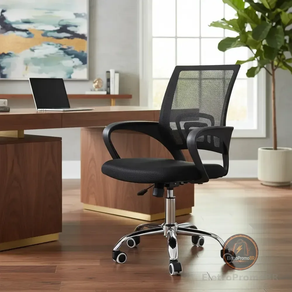 Cadeira De Escritório Easy Office Ergonômica Confortável Preto Algodão