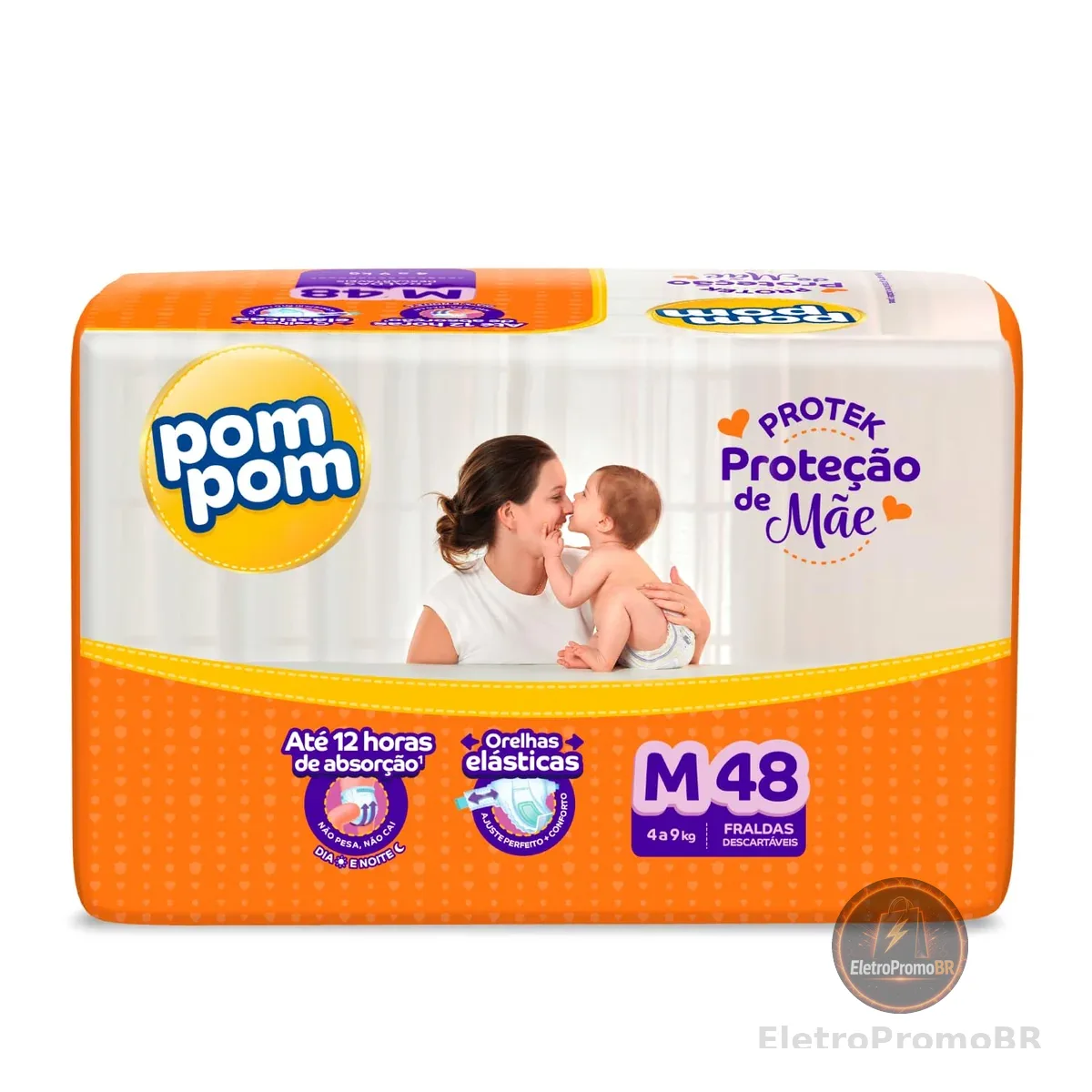 Fralda Pom Pom Protek Proteção de Mãe Mega M 48 Unidades