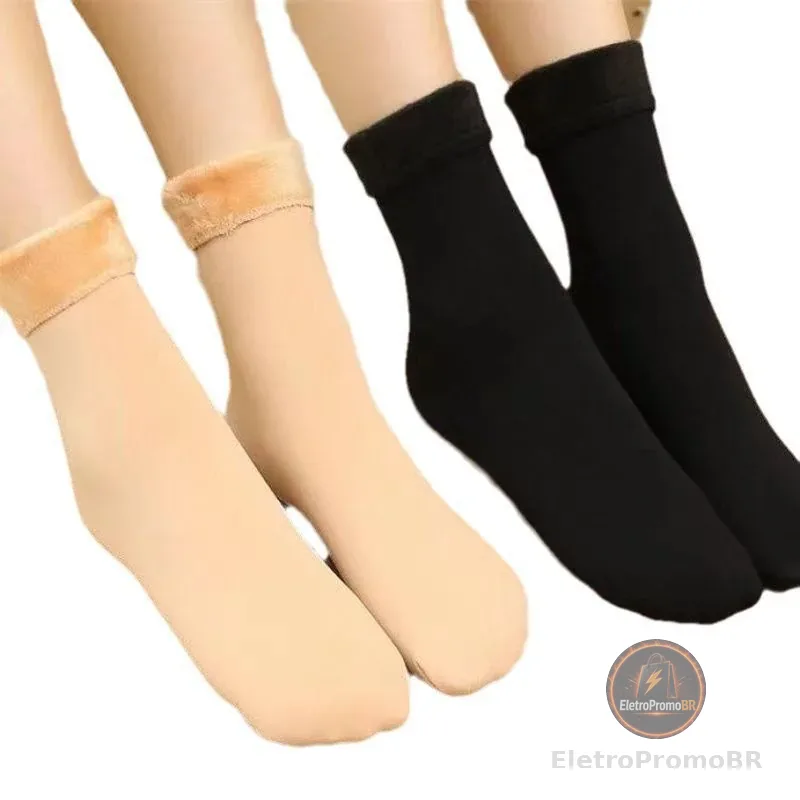 Kit 1 - 4  Pares Nova Meia Aveludada Térmica Flanelada Inverno  tamanho único e unissex