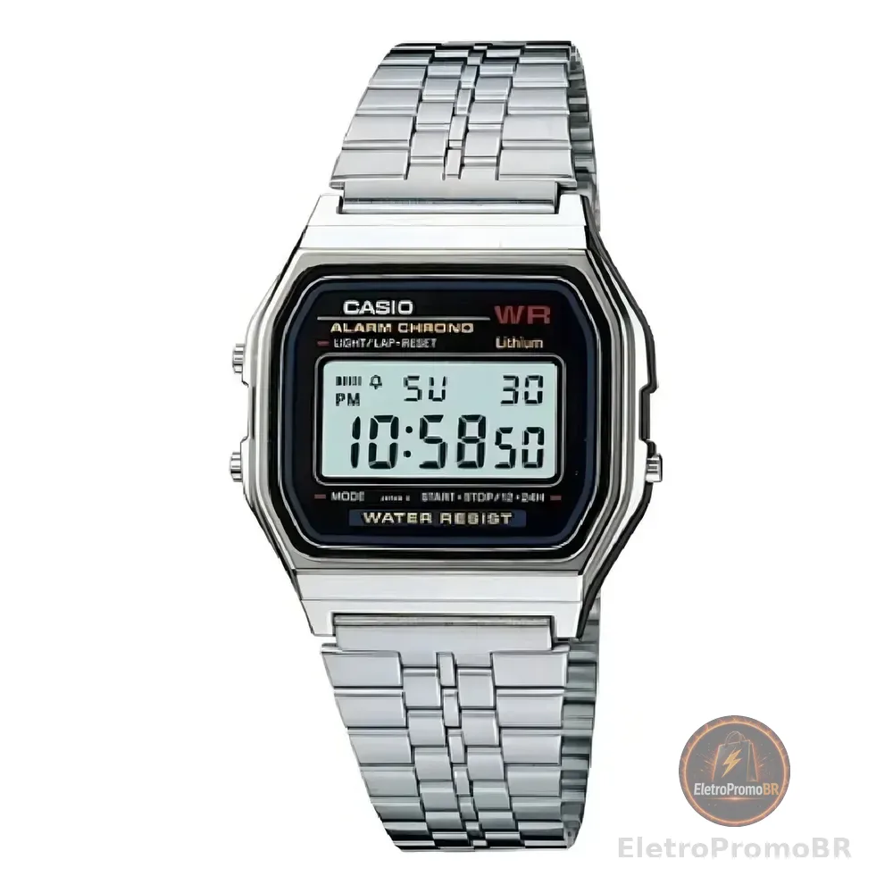 Relógio De Pulso Casio Vintage A159 Com Corpo Cinza Prateado Preto/cinza