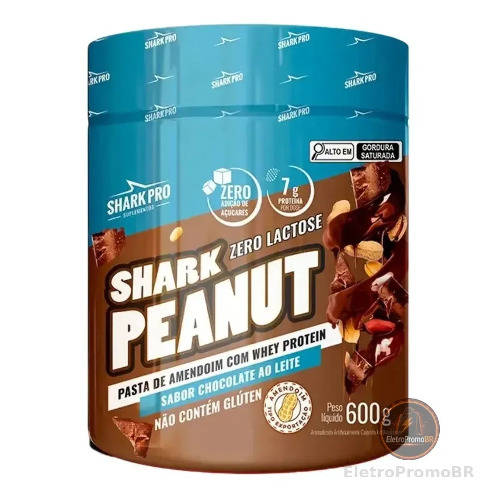 Pasta De Amendoim Shark Peanut Shark Pro Pote 600g Sabor Chocolate Ao Leite