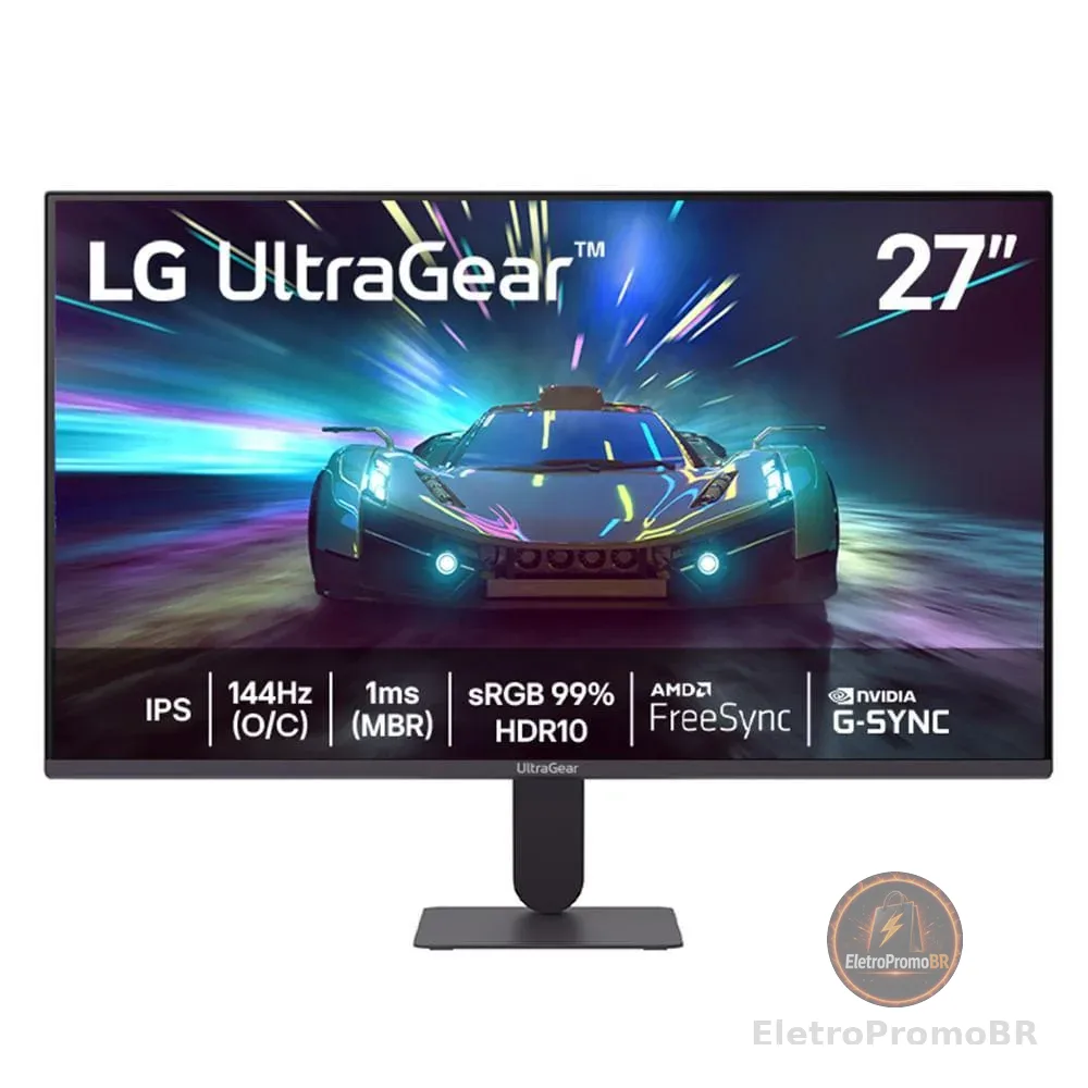 Monitor Gamer UltraGear™ 27" LG Full HD, 144Hz, 1ms com 15000:1 de Contraste - 27G411A-B
