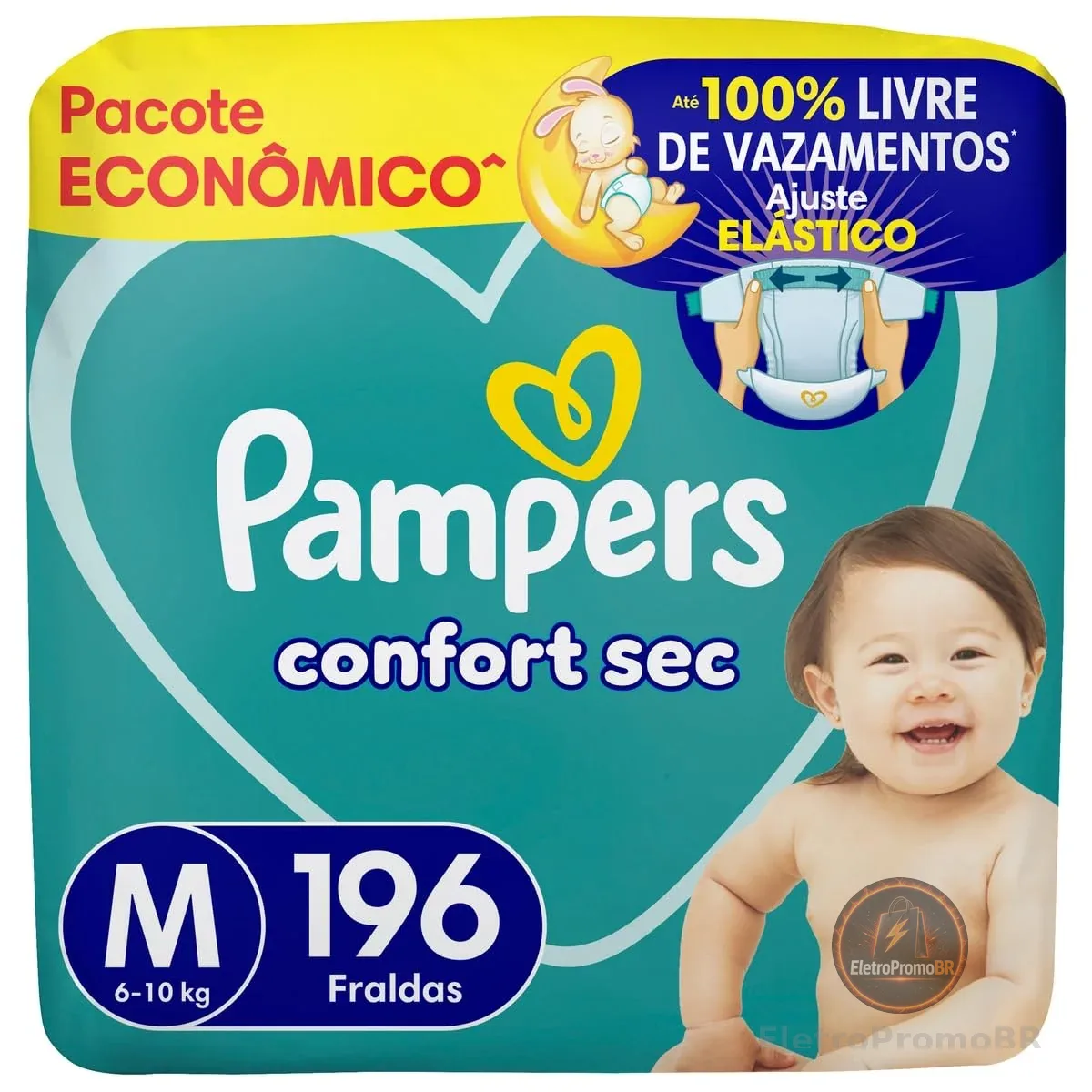Fralda Pampers Confort Sec Tamanho M 196 Unidades
