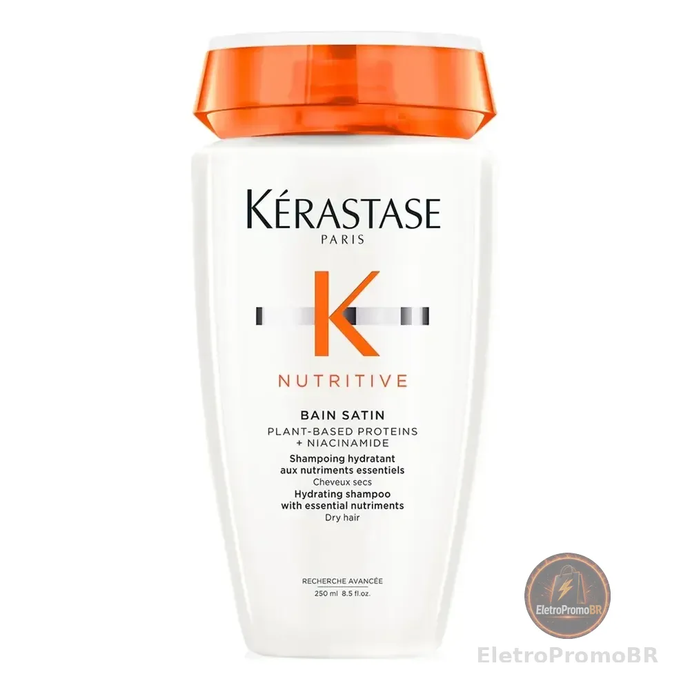 Shampoo Hidratante Para Cabelos Secos, Nutrição Intensa, Brilho, Maciez, Fortalecimento E Revitalização Da Fibra Capilar, Nutritive Bain Satin Kérastase, 250ml