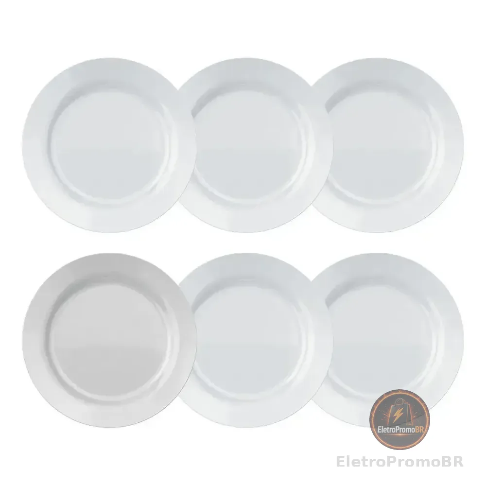 Jogo De Pratos Rasos Duralex Vidro Nadir Opalino Kit 6 Unid Branco -1 0