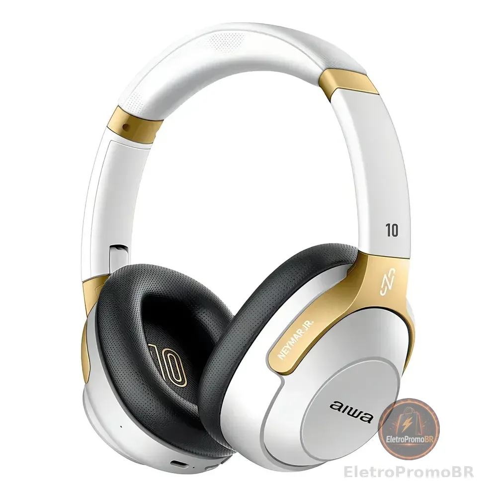 Fone De Ouvido Headphone Neymar Jr. Aiwa Aws-hp-nj-01-wg Bluetooth Branco/dourado Edição Limitada