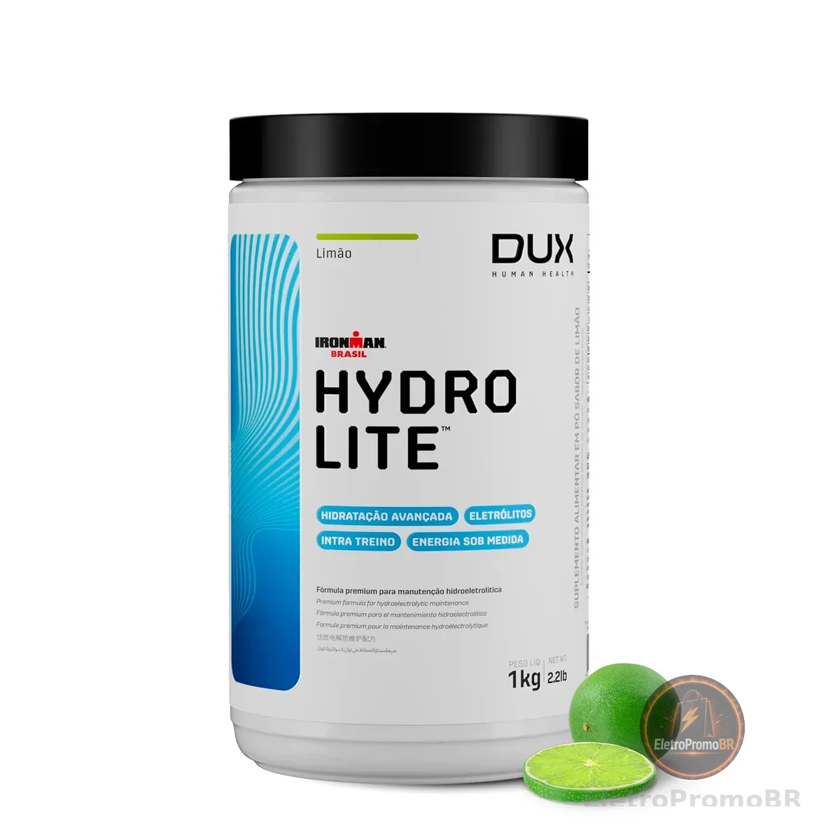 DUX HUMAN HEALTH Hydrolite 1000g Limão – Suplemento Isotônico Sem Glúten e Sem Lactose, Hidratação e Energia para Treinos