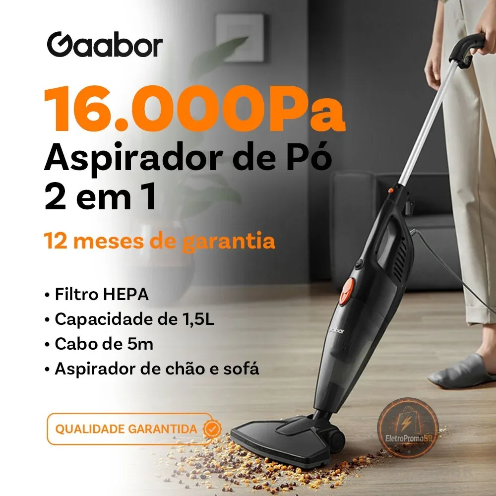 Gaabor aspirador de pó 2 em 1 sucção forte de 16000Pa dust off silent Fácil de armazenar GVCW-M15A -1