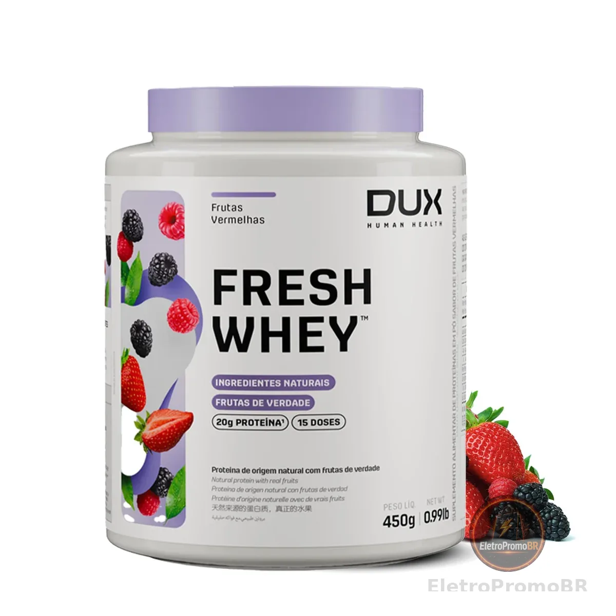 DUX HUMAN HEALTH Fresh Whey 450g Frutas Vermelhas – Nutrição Prática para Receitas e Shakes