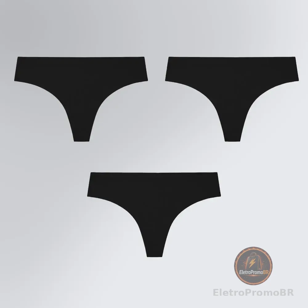 Kit 3 Calcinhas Fio Minimal Corte A Laser Feminino Insider Preto M