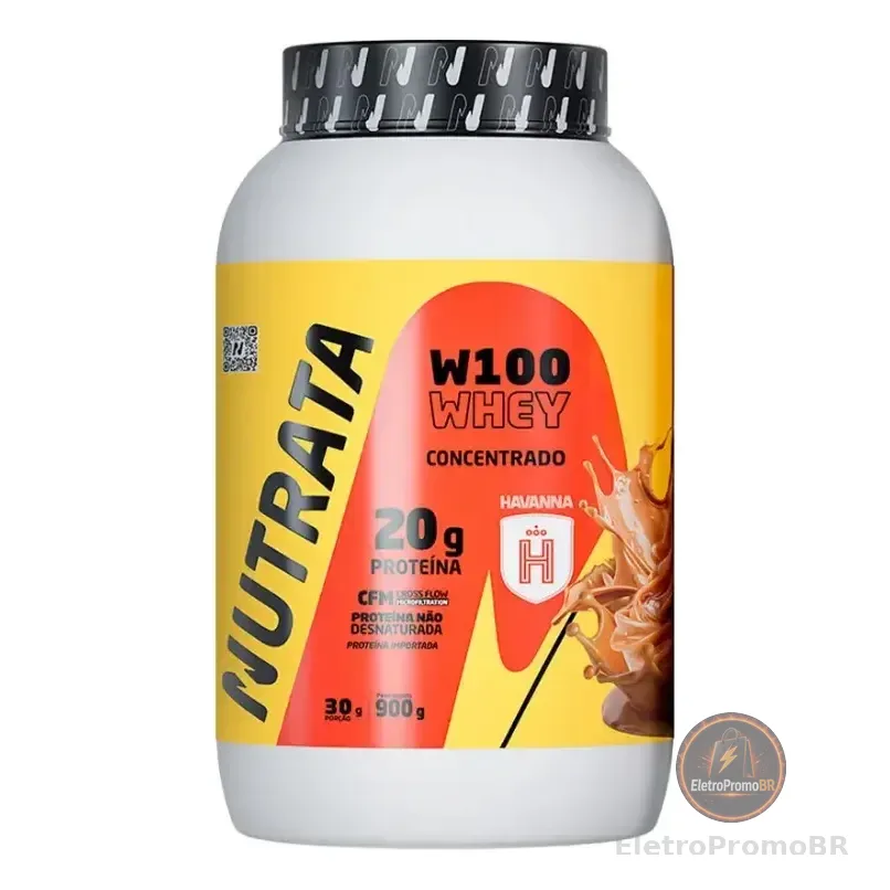 W100 Whey Concentrado Pote 900g Dulce De Leche Havanna Nutrata Doce De Leite