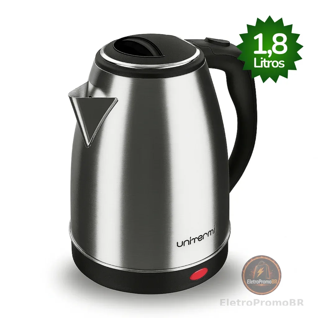 Chaleira Elétrica Inox 1,8L Unitermi Térmica com Tampa Aquecimento Rápido