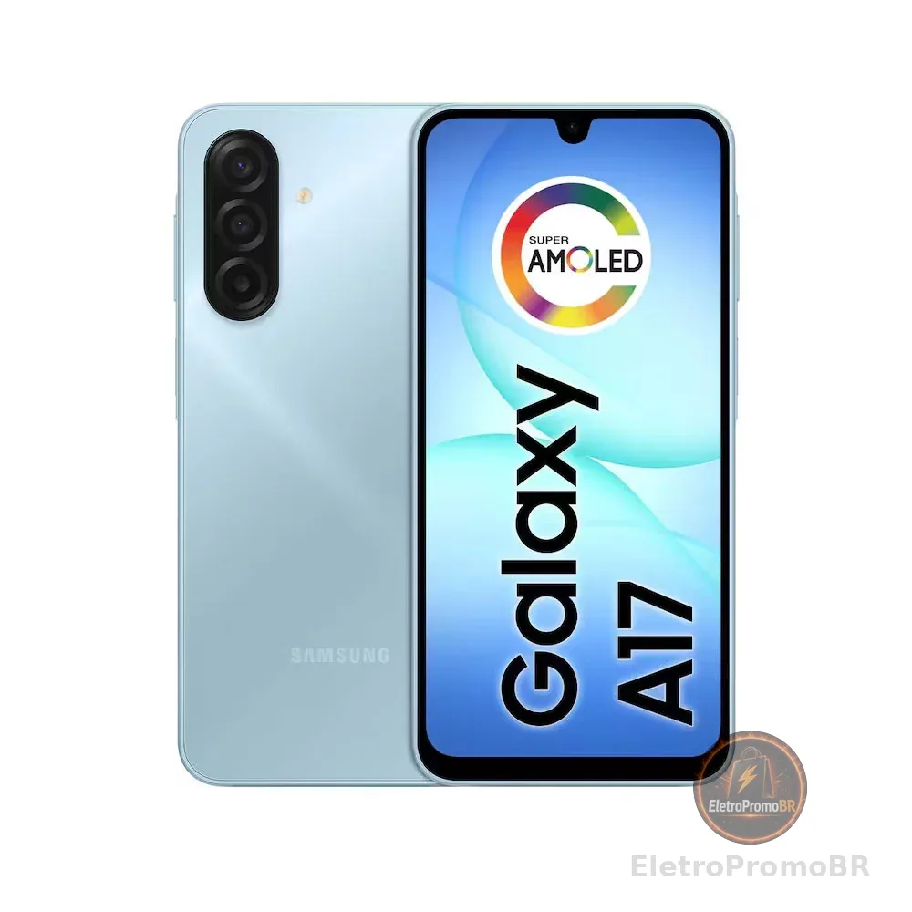 Celular Galaxy A17 4G Tela 6.7 128GB Super AMOLED Câmera Tripla 50MP Samsung