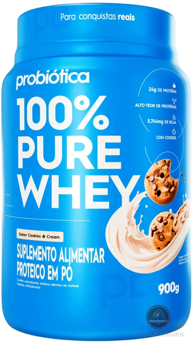 100% Pure Whey (900g), Cookies & Cream, Probiótica