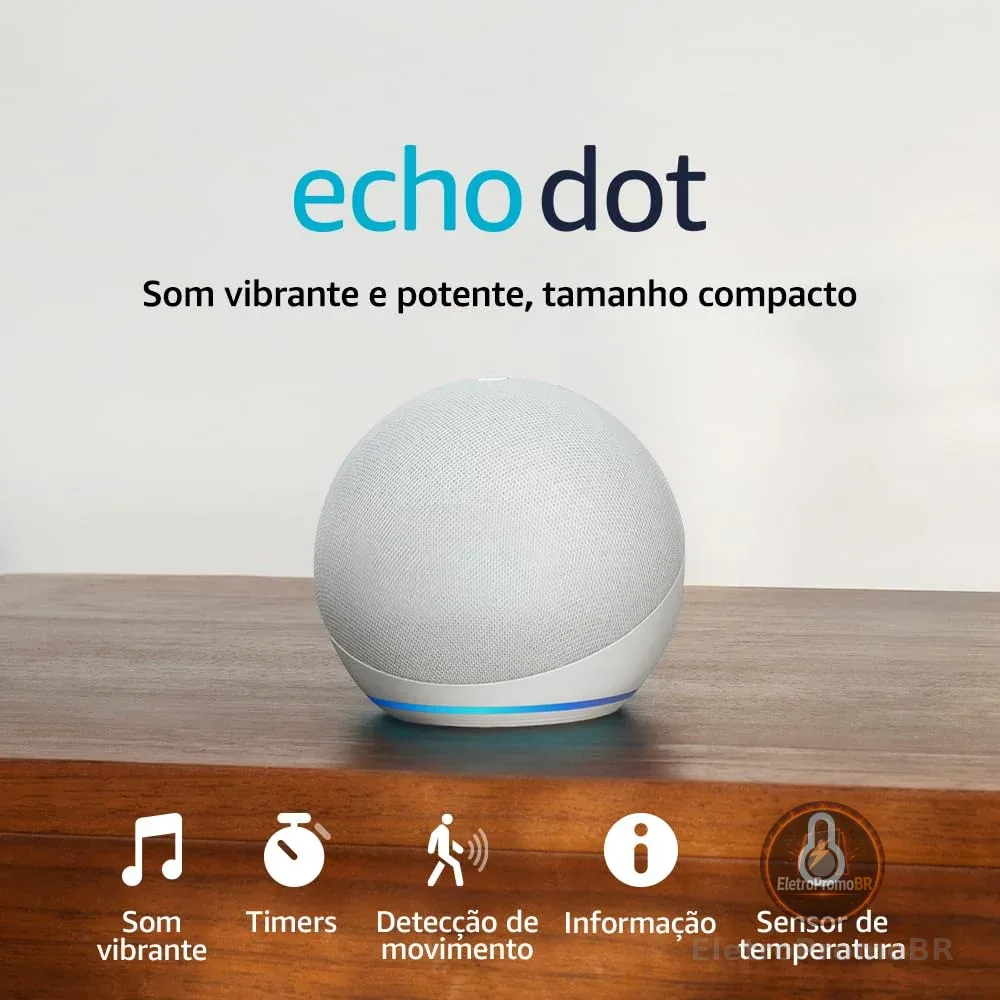 Echo Dot (Geração mais recente) | Smart speaker com Alexa, som vibrante e potente, Wi-Fi e Bluetooth | Cor Branca