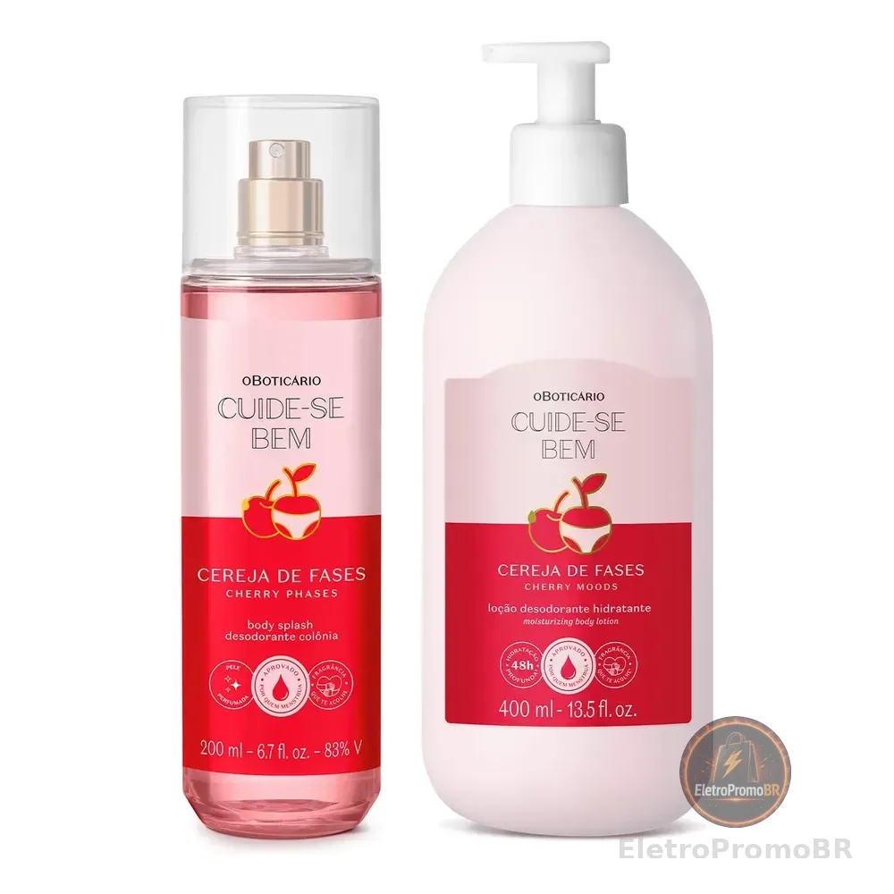 Combo Cuide-se Bem Cereja De Fases: Body Splash 200ml + Loção Corporal 400ml