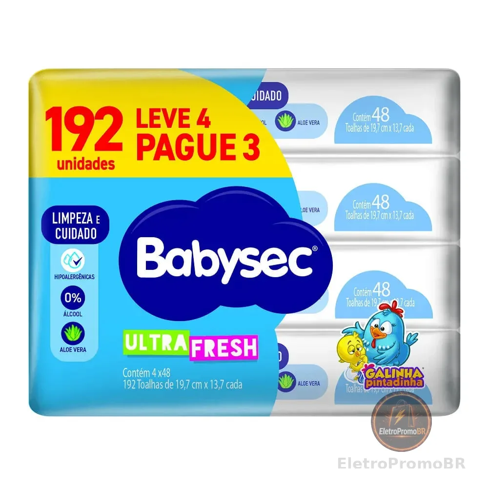 Toalha Umedecida Babysec Galinha Pintadinha Com 192 Unidades