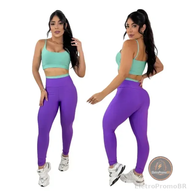 Conjunto Fitness Bicolor Suplex Premium Feminino Academia