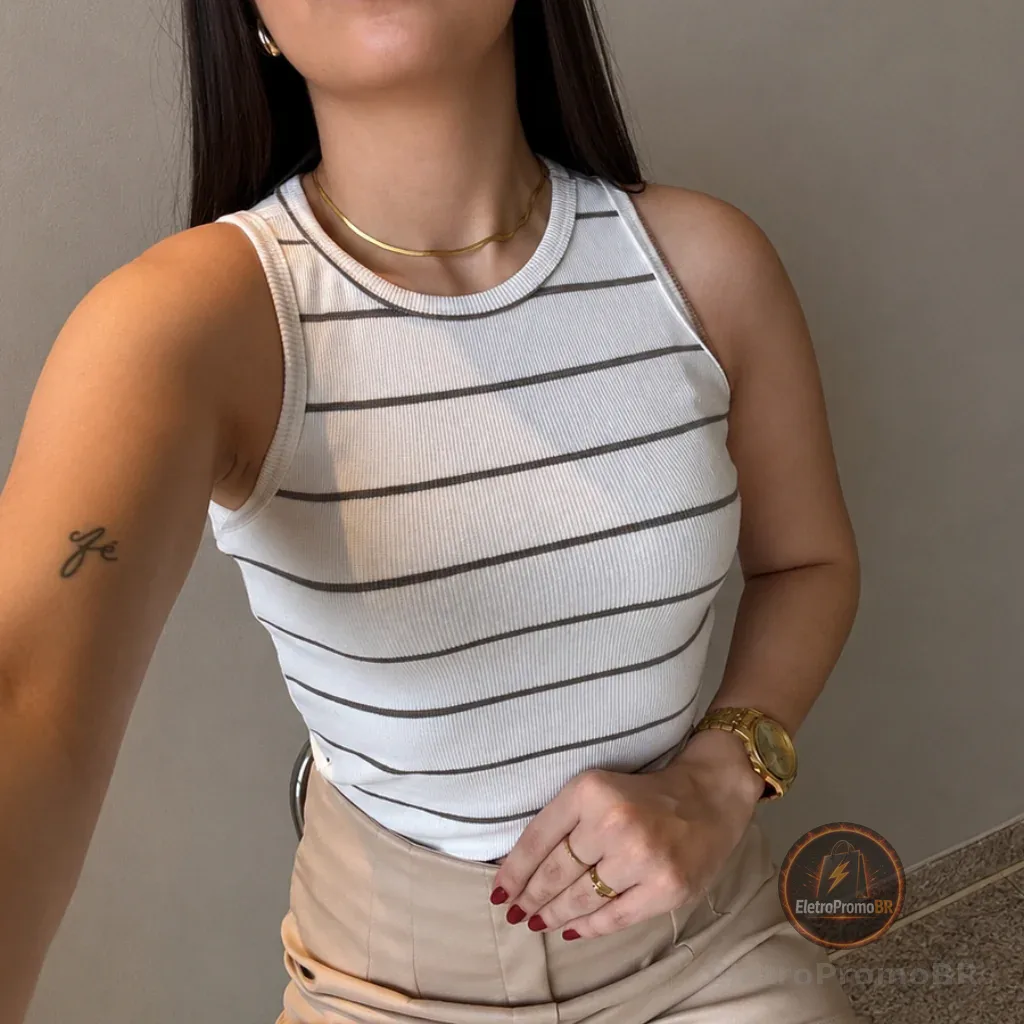 Regata Canelada Basica Feminina Sem Transparencia Blusinha Blusa Ribana
