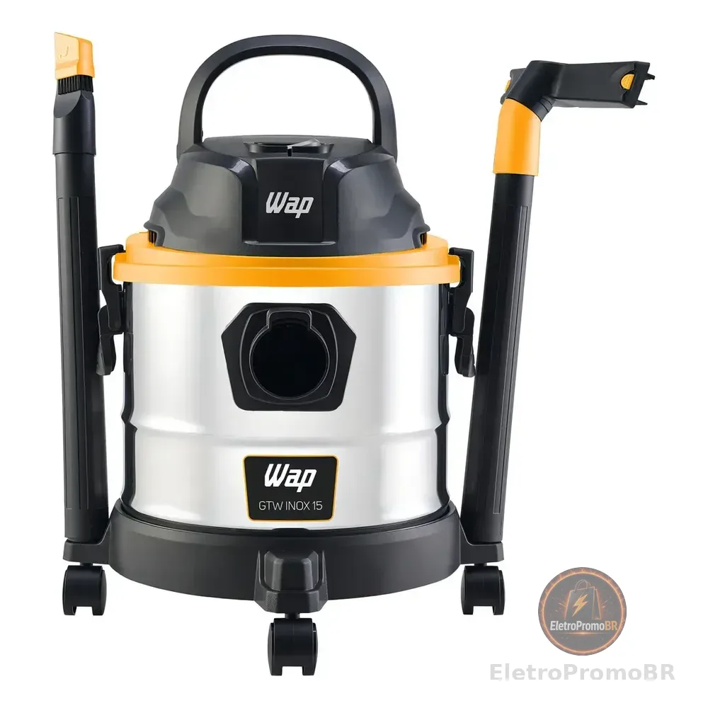 Aspirador De Pó E Água Fw008809 Gtw Inox 15 1700w Wap Preto Aço Inoxidável/preto/amarelo 127v