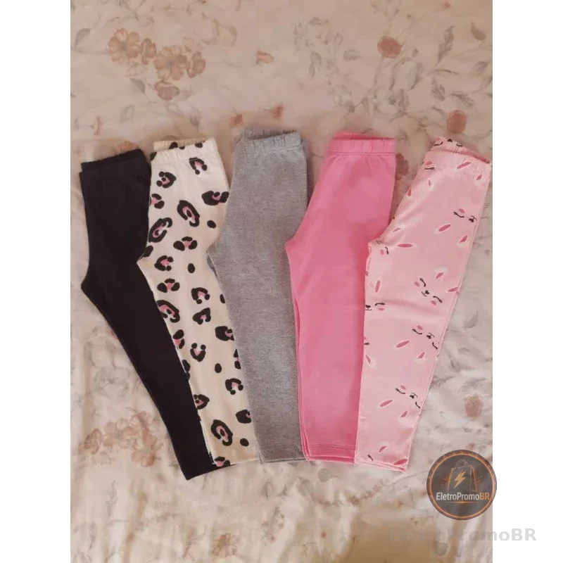 Kit 5 ou 3 calças legging infantil cotton menina atacado