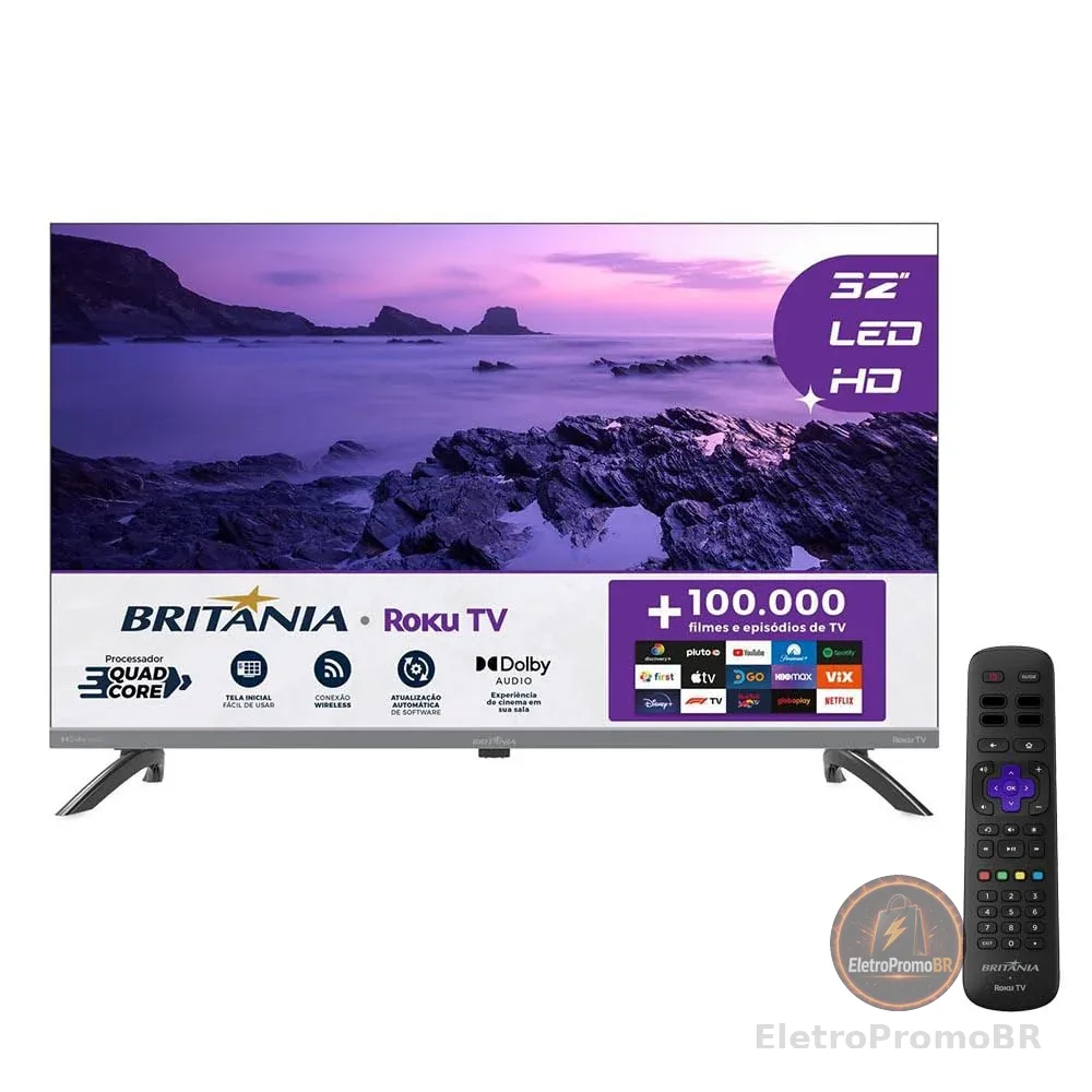 Smart TV 32" Britânia B32KRA Roku TV