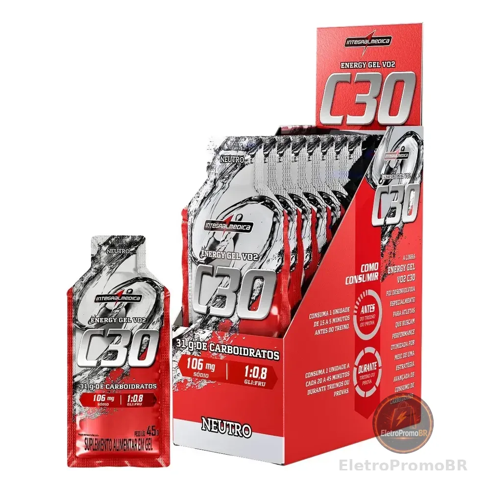 Pack 10 Unidades Suplemento Energy Gel Vo2 C30 Energy Neutro Integralmédica
