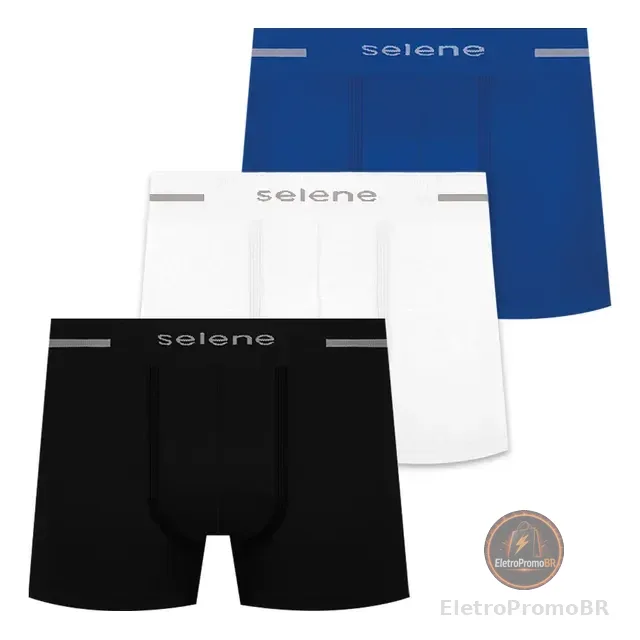 Kit 3 Cuecas Boxer Selene Masculina Poliamida Box Original