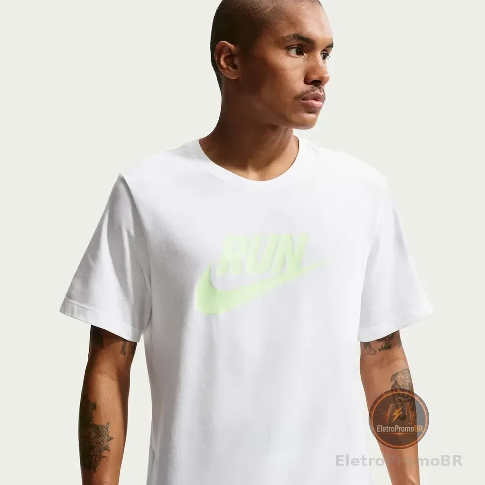 Camiseta Dri-fit Nike Run Swoosh Masculina Branco/amarelo G