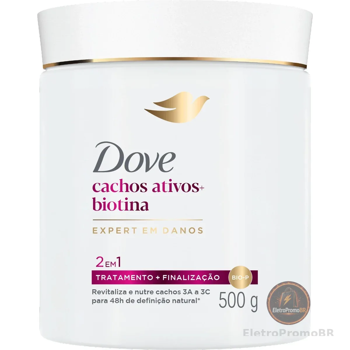 Dove Máscara Capilar 2 em 1 Cachos Ativos + Biotina 500g