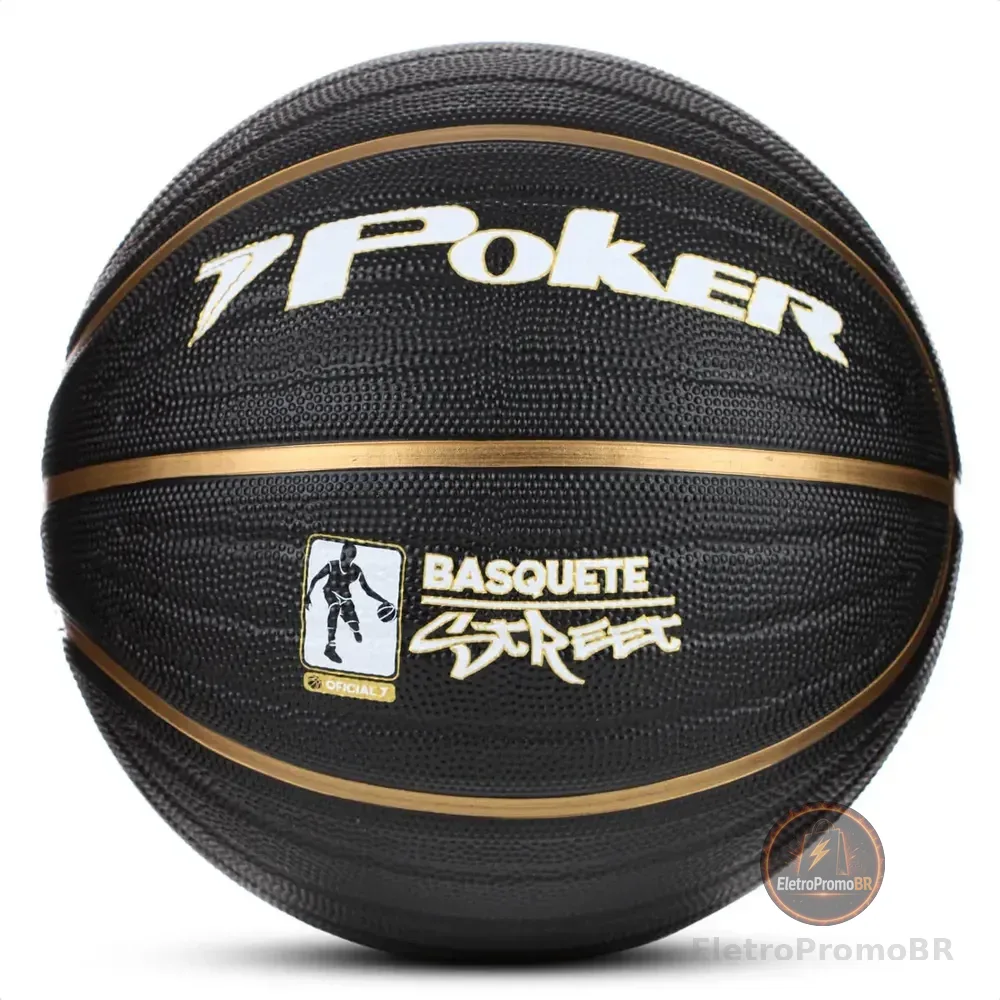 Bola Basquete N°7 Preto Dourado Resistente Rua Treino Jogo