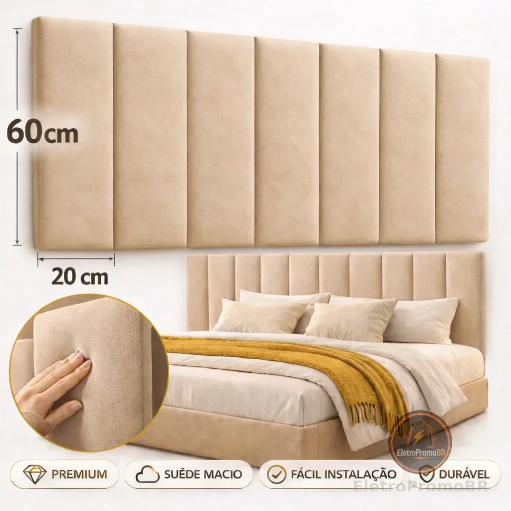Cabeceiras de Cama Casal King Premium 60x20cm Decorativas | Opções para Solteiro Casal Queen King