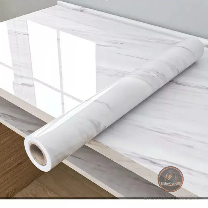Papel de parede Adesivos para cozinha quarto Brilhante Lavável Mármore gelo 3M x60cm Resistente Agua