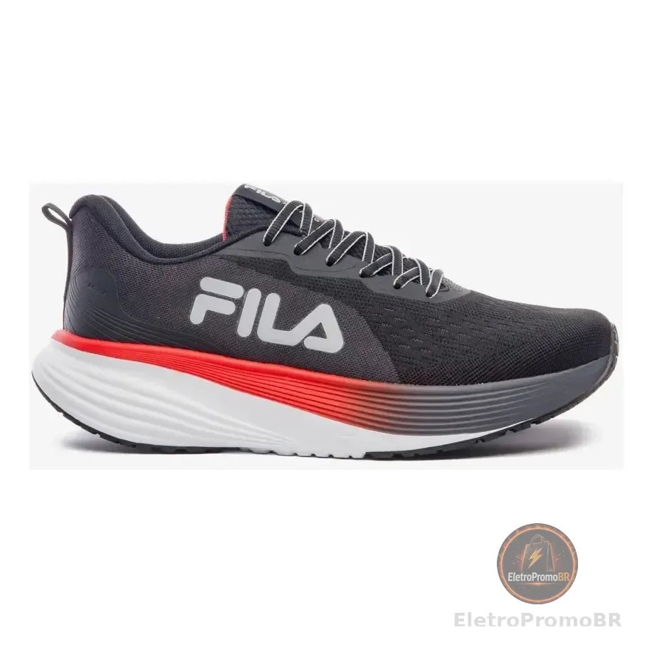 Tênis Masculino Agile Fila Preto/grafite/vermelho Lisa 39 Br