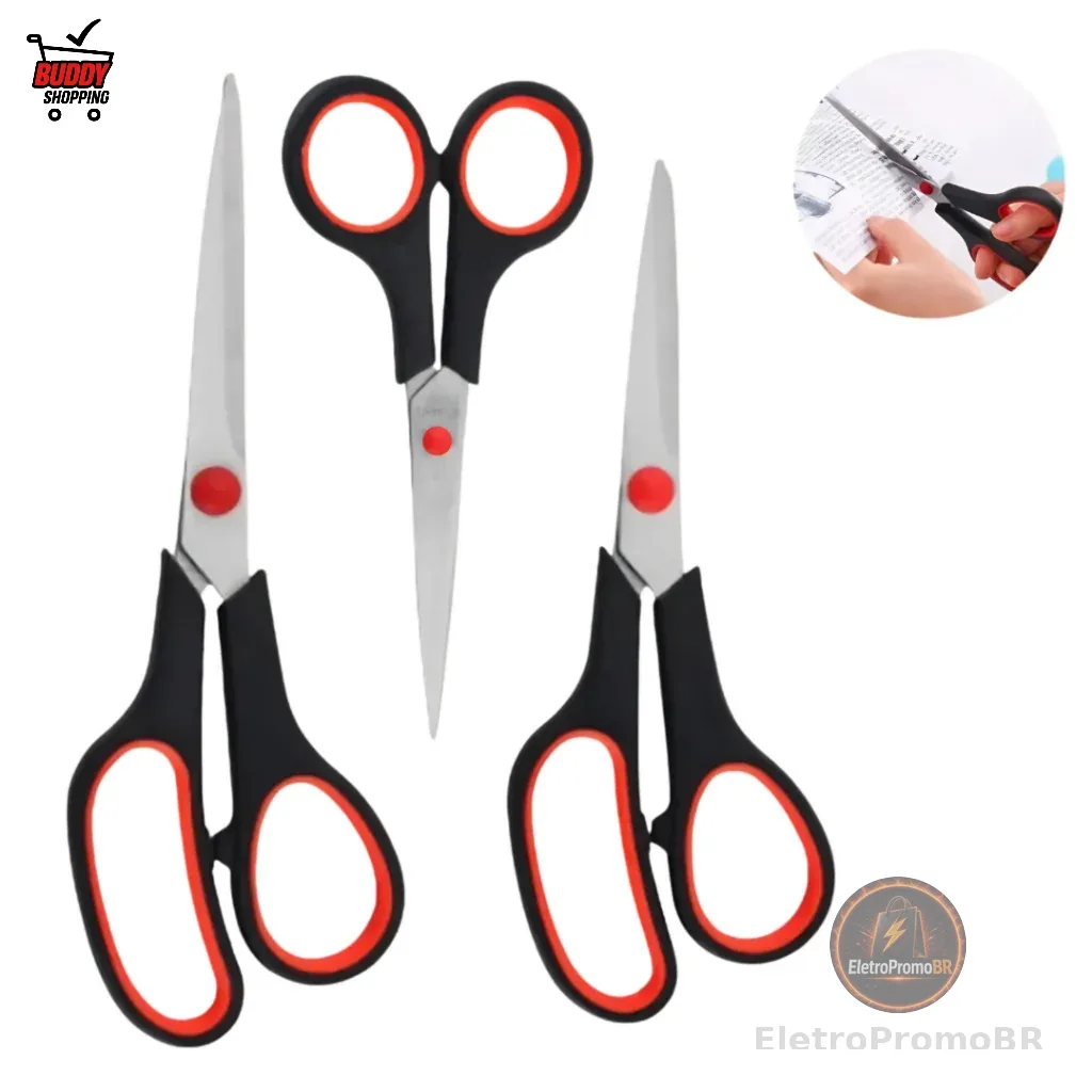 Kit 3 Tesouras  Profissional Aço Inox Costura e Artesanato Luatek LWJ-108
