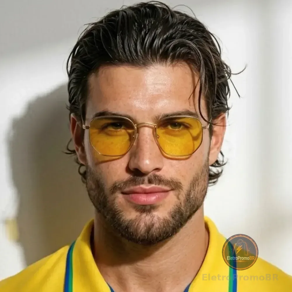 Oculos De Sol Brasil Copa 2026 Amarelo Luxo Proteção Uv400 Dourado E Amarelo