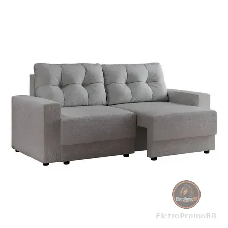 Sofá 3 Lugares Retrátil Lubeck Linho Cinza Liso