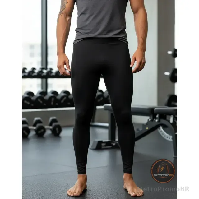 Calça Masculina Térmica Segunda Pele Proteção Uv Esporte