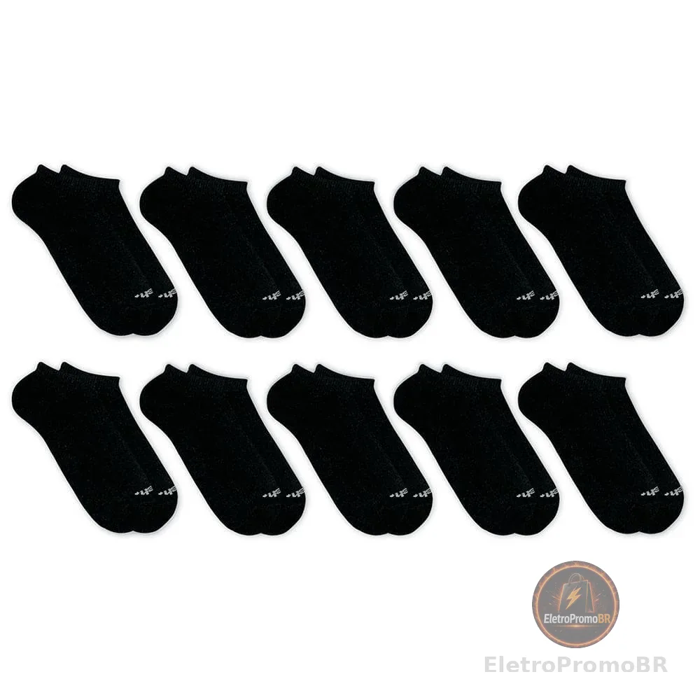 Kit Meia Invisível Mash 10 Pares Algodão Sem Cano Esportiva