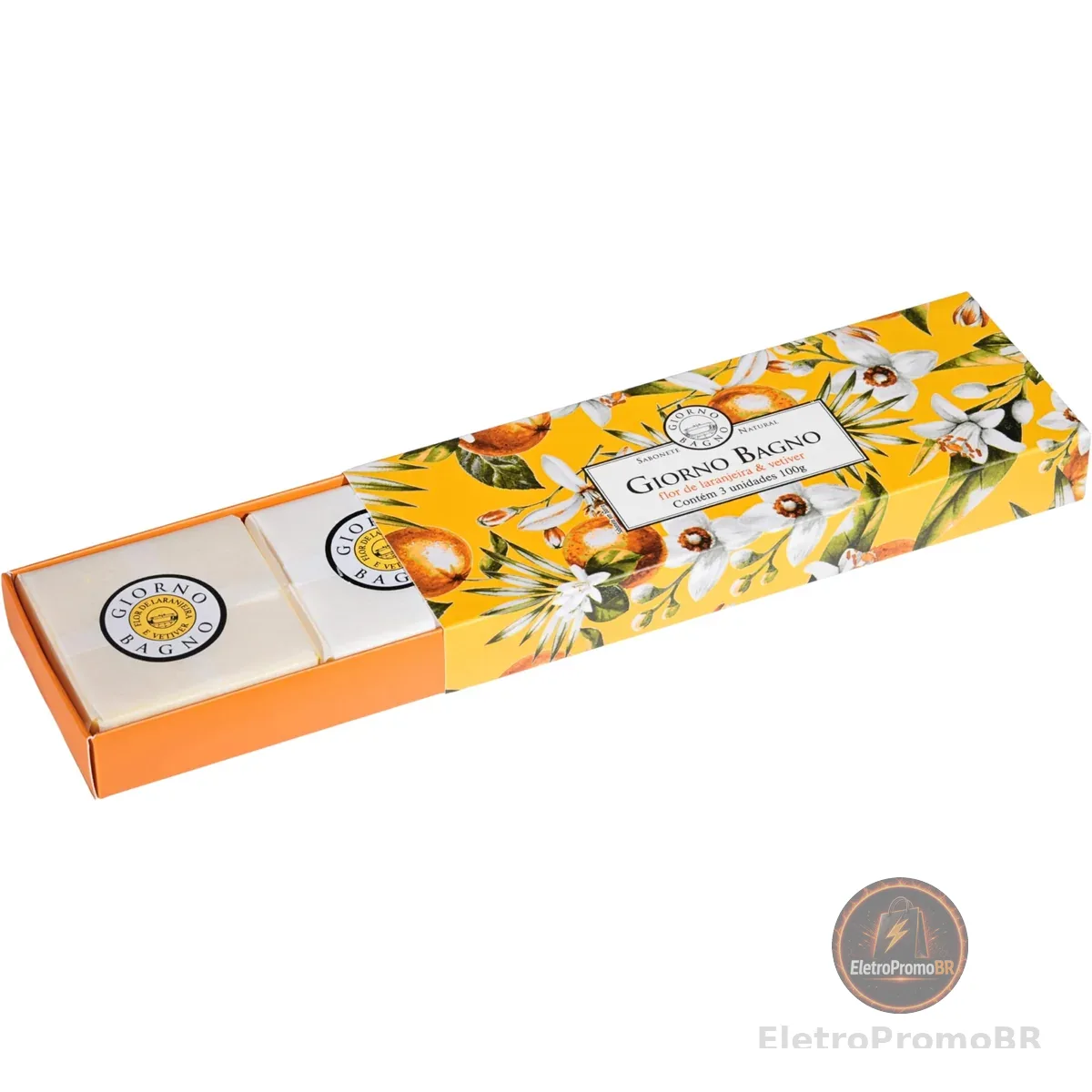 Giorno Bagno Kit De Sabonete Em Barra Para Mãos E Corpo Aroma Flor De Laranjeira E Vetiver 3 X 100G